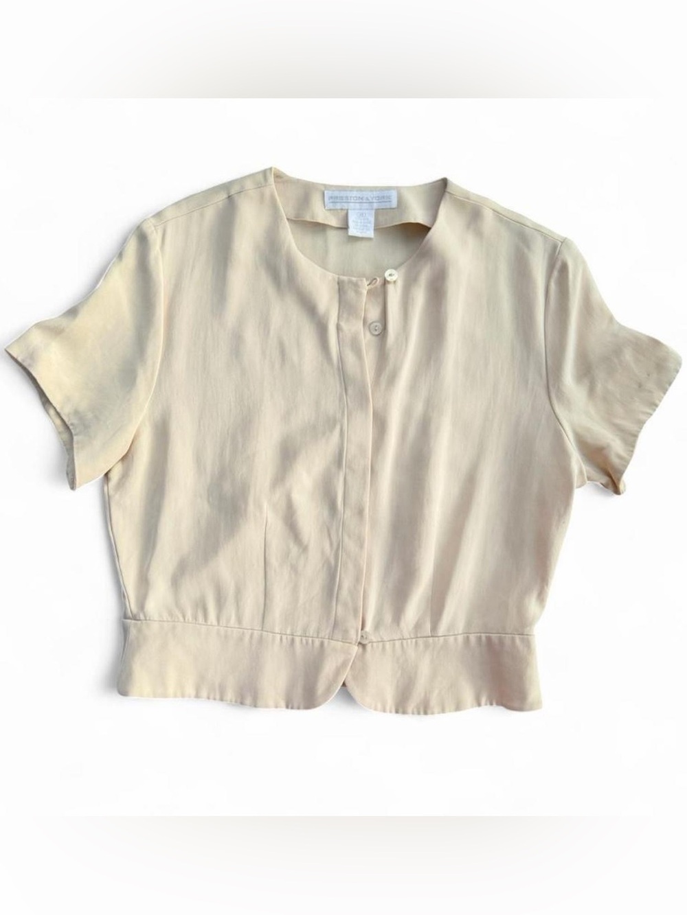 Stetson Vintage Beige Cream Short-Sleeve 100% silk Top